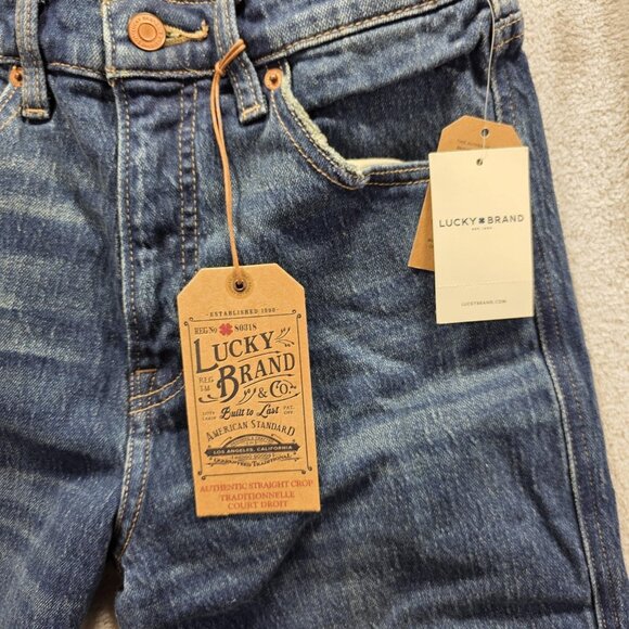 Lucky Brand Jeans Womens 4 27 Blue Authentic Straight Crop Mid Rise Distressed - Picture 11 of 15